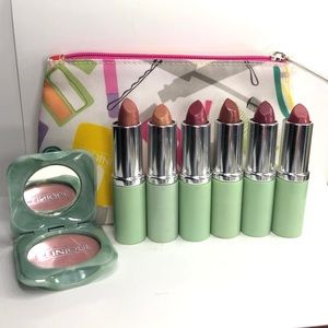 NWOT Clinique Lipstick set with bag & Blush
